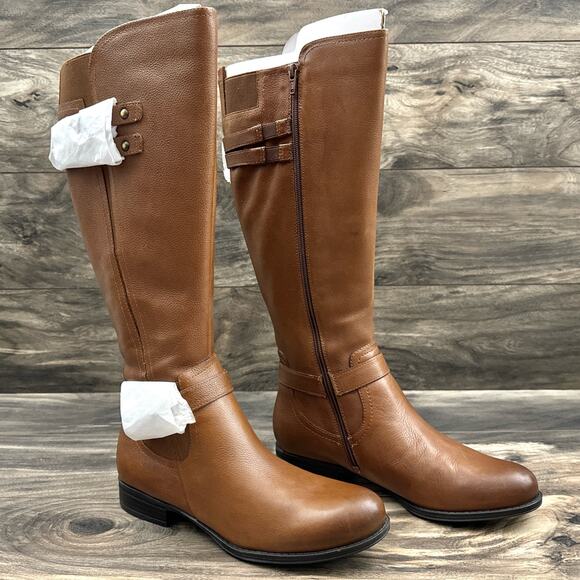 NIB Naturalizer 8M Jackie Leather Knee High Riding Boots Zip Buckle Cinnamon - Picture 7 of 15